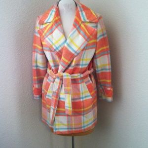 Vintage Plaid Wrap Coat